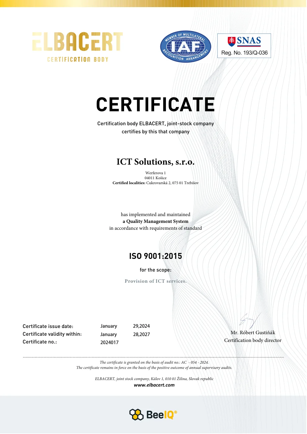 Certifikát ISO 9001